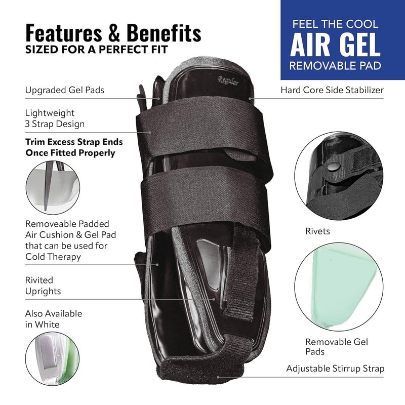 Braceapedia AnklePro Air Gel Stirrup Ankle Brace, Hard Core Side Stabilizer With Removable Cold Therapy Air Cushion & Gel Pad for Ankles, Ankle Brace for Women and Men, Ankle Support, Small, Black - Image 3